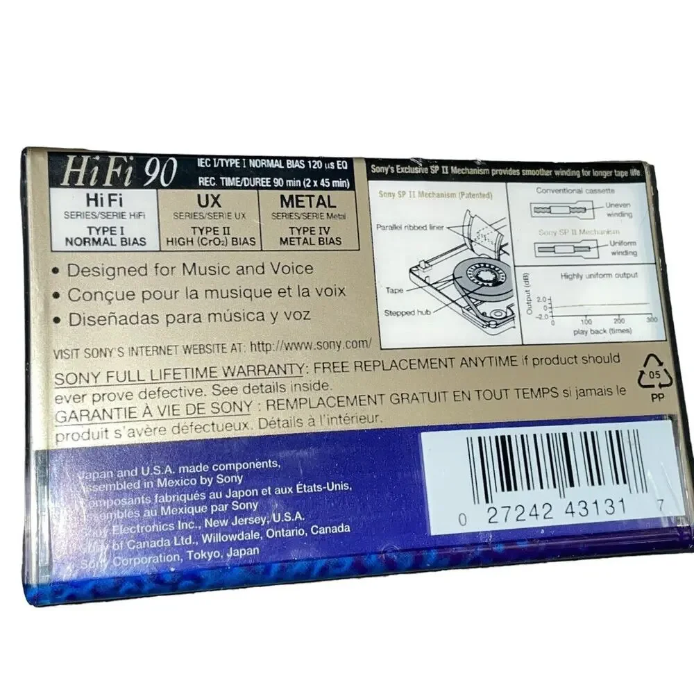Sony Blank Audio Cassette Tape Lot x6 Hi-Fi Normal Bias Type I 90/60 Min Sealed